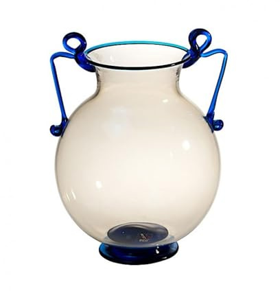 YourMurano - Murano Glass Vase for Home Decor, Handmade Made in Italy Glass Artwork, Fumé Amphora Classic Clear Vase