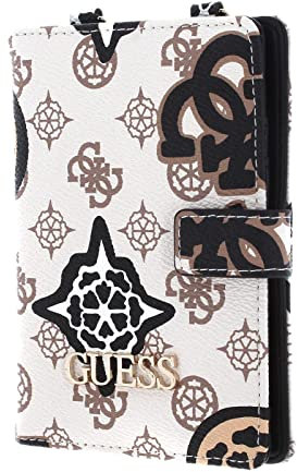 GUESS Unisex-Jugendliche Geldbörse Case Cream Logo Multi mit Kette