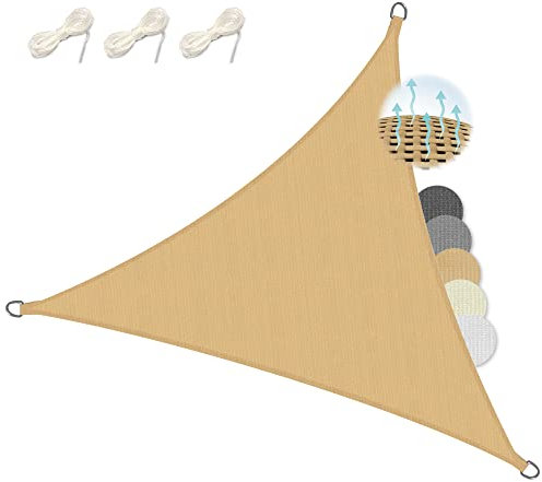 Sol Royal Toldo Vela Rectangular 3x3x3m HDPE – Vela de Sombra Arena Toldo Parasol Transpirable y UV Protección Solar para Balcón, Piscina y Jardín – Toldo Exterior Terraza 300x300x300cm