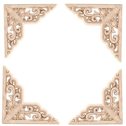 Hezhou Decalcomanie in Legno Decorative Applique in Legno Decalcomania di Intaglio del Legno per Mobili Armadi Pareti per intagliare decorativi vintage mobili per armadietti porte specchi (Quadrato)
