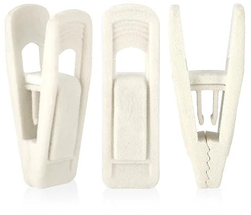 Tinfol Samt-Kleiderbügel-Clips, 24 Stück, Hosen-Samt-Clips, Kleiderbügel-Clip, Starke fingerbeflockte Clips, perfekt für die Verwendung mit schmalen Kleiderbügeln (Elfenbein)