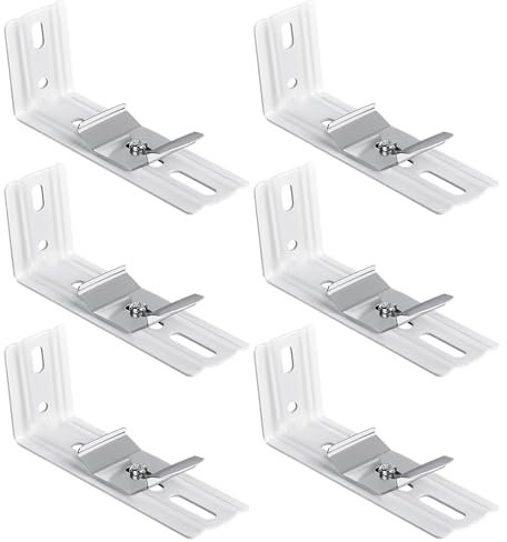 Lot de 6 supports muraux verticaux en L pour store vertical avec rail de tête de 3,8 cm, supports de serrage en C de 10,2 cm, clips de fixation extérieurs pour store vertical (argenté)