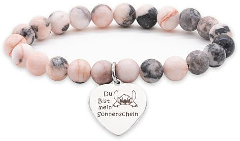 TOLOWOBK Kreuz Edelstein Armband Damen Mädchen Perlenarmband Armbänder Rosa Jaspis Naturstein Armband für Mädchen Konfirmation Weihnachten Geburtstag Geschenk für Tochter Enkelin Freundin Schwester