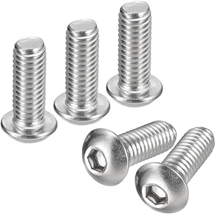 QUARKZMAN 3/8-16x1 Botón Hueca Cabeza Tornillos, 5uds 304 Inoxidable Acero Sujetadores Hexagonales Pernos Tornillos, Completa Rosca Hexagonal Accionamiento Tornillos