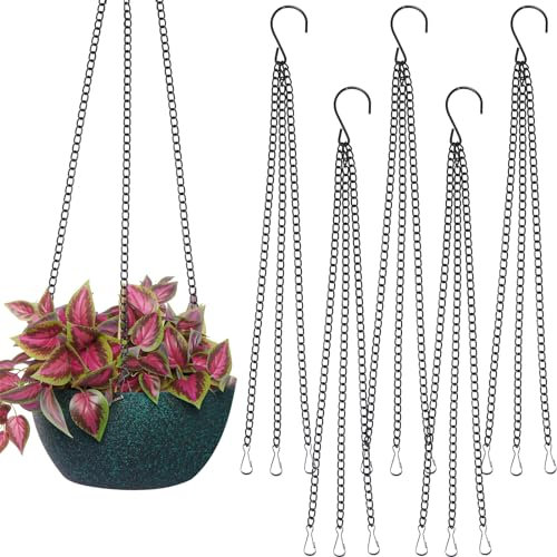 Shuul 5 Pcs Hanging Basket Chains 3 Point 16 Black Heavy Duty Metal Replacement Chain Flower Pot Chains for Hanging Basket Bird Feeder Flower pots and Ornaments