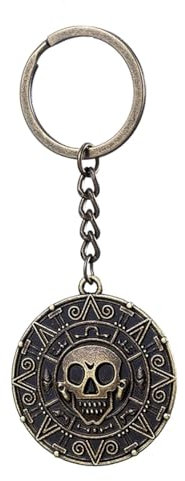Generic Porte-Clés Original, Pirate, Tête de Mort, Squelette, Aztèque, Personnalisable, Avec ou Sans Prénom, Cadeau pour Homme ou Femme, Bijou de Sac (Bronze sans Prénom)
