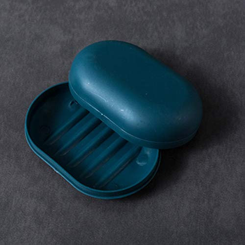KMOCEPLY Porte-savon portable de voyage avec couvercle, boîte à savon de douche avec couvercle, boîte à savon de voyage avec couvercle, boîte à savon en plastique étanche (bleu B)