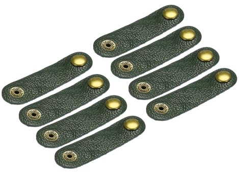 QUARKZMAN 8 Stück Kabel Organizer Gegerbtes Leder Kabelbinder Set, Kabelhalter Aufwicklung Multifunktionale Kabelmanagement für Kopfhörer USB Ladekabel, Grün