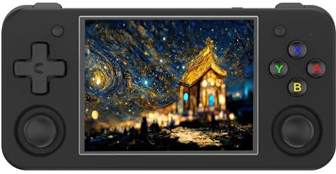 RG35XX H - Consola de juegos portátil IPS de 3.5 pulgadas, pantalla retro, reproductor de videojuegos H700 Linux OS, tarjeta TF de 64 G integrada (negro)