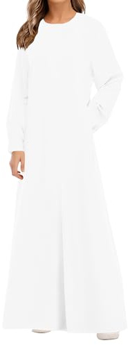 WSPLYSPJY Einfarbige Abaya-Kleider mit Reißverschluss, für Damen, Mädchen, Taschen, islamische Gebetskleidung