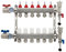 Vancoco 6-Port Stainless Steel Manifold Set, 3/4 Euro Conus (16×2 mm) Fittings, with Flow Meter, Auto Air Vent and 1 Ball Valves, Complete Underfloor Heating Kit