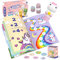 Plunack Sticker Stempel, 24-Seitiger Aktivitätenblock mit 800 Aufkleber, Fidget Toys Bastelspielzeug, Reisespielzeug für Kinder ab 3 4 5 6 7 Jahren - Einhorn