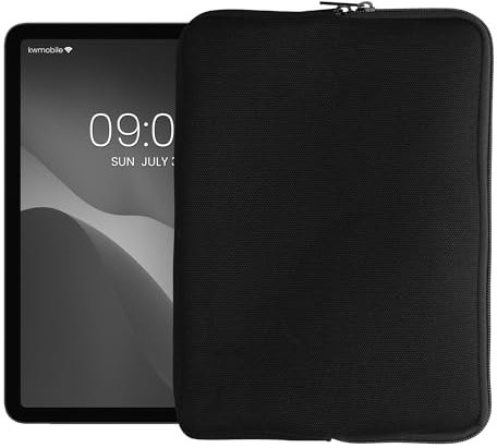 kwmobile Schutzhülle aus Canvas kompatibel mit 9,7-11 Tablet Hülle - Canvashülle für Tablet mit Reißverschluss - Schwarz