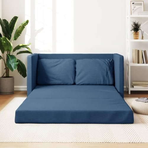 Azzrora Bodensofa mit Schlaffunktion, Bodenstuhl, Boden Sofa, Wohnzimmer Sofa, Wohnzimmer Couch, Sofa Couch, Sofa Modern, Blau 112x174x55 cm Stoff