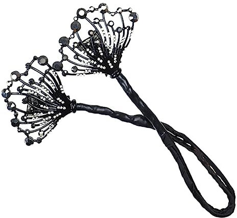 Beavorty Rhinestones Hair Bun Maker Shaper Black Swan Style Hair Donut Former for Messy Buns and Updos