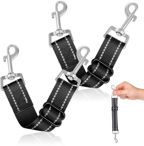 FUTUREORYY Reflektierender Hunde-Sicherheitsclip Aus Nylon Verstellbarer Hundehalsband-Verbinder Mit Doppelhaken 2 Stück Für Leine Geschirr Spaziergänge Training Und Mehrere Haustiere