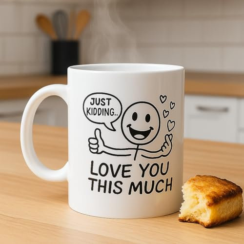 Funny Middle Finger Coffee Mug - 11oz Baking-on Ceramic Cup | Office Pranks Humor Double-Sided Design Mug for Zoom Meeting | Stress Relief Gift for Couples, Work Besties, Coworkers, Home Decor