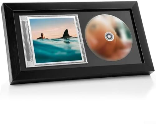 CD-Musikrahmen Vitrinen, Massivholz, CD-Doppel-Display-Rahmen mit schwarzem Passepartout für Ihre Lieblings-Album-Cover