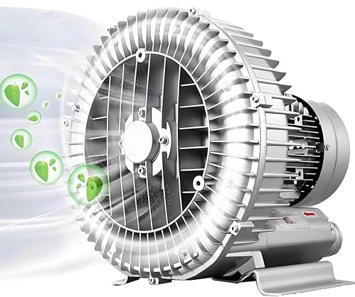 WANGYYDS Single Phase Regenerative Blower 180W 0.25H P High-Pressure Industrial Vacuum Pump 30CFM for Air Blowing Or Suction, Sewage Aeration Vortex Blower, Low Noise
