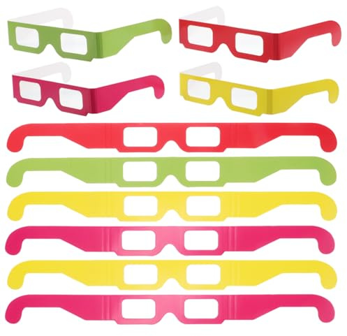 20 Stück 3D Papierbrille Regenbogenbrille, 15x13x3,5cm | Lightup Design, 3D-Effekte, Leichtes Tragegefühl, für Partys und Abendveranstaltungen