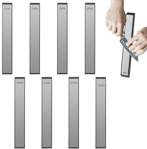 GOEDCH 8 Stück Diamant Schleifstein Kochmesser Schleif Set: Diamant Schleifstein Set – Körnung 240#, 400#, 600#, 800#, 1000#, 1200#, 2000#, 3000#, Rechteck Messerschärfer-Stein für Küche