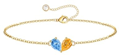 Turandoss 2 Geburtsstein Armband Damen Mädchen Gold Geschenk Freundin