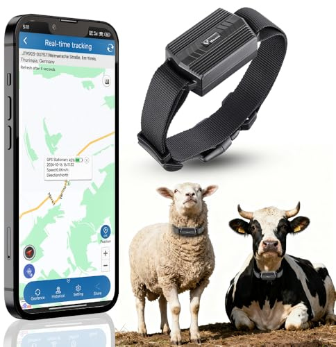 4G GPS Tracker für Rinder, Echtzeit Tracking, 3000 mAh, Anti Verlust GPS Halsband, Geofence, 180 Tage historische Bewegungsdaten, für Rinder, Schafe, Pferde, Kamele für die Farmverwaltung TK935