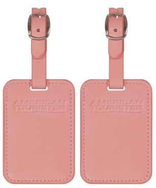 American Tourister Gepäckanhänger - Kofferanhänger für Koffer und Taschen, mit verstellbarem Riemen, inklusive Adresskarte, Set aus 2 Stück, Pink (Solar Pink)