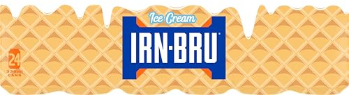 IRN-BRU Zero Ice Cream Carbonated Soft Drink, 24 Pack, 330ml Cans | Limited edition IRN-BRU blended with a smooth, sweet vanilla ice cream flavour twist.