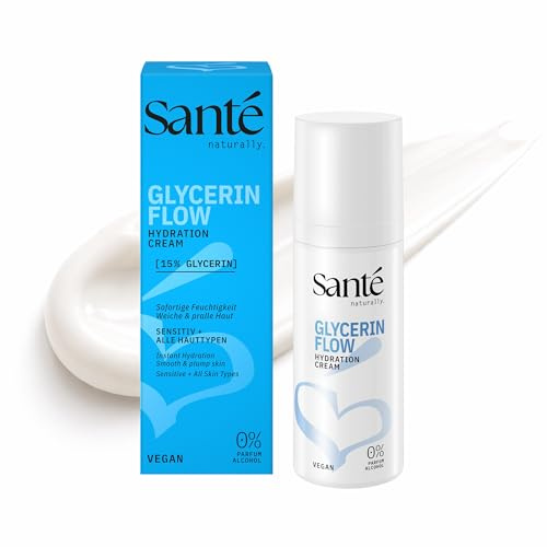 Santé naturally. Glycerin Flow Cream - 50 ml - intensive Feuchtigkeitscreme mit 15% Glycerin - stärkt die Hautbarriere langanhaltend - vegan, ohne Ethanol & Parfum