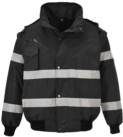 Portwest S435 Iona 4-in-1 Arbeitsjacke 8 Taschen Verschweißte Nähte Langarm | Schwarz, 2XL, UPF 50+, EN 343 Klasse 3:1, EN 17353 Typ B3, Baumwolle, Abriebfestes Oxford-Polyester, 300D Oxford-Gewebe