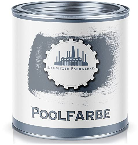 Lausitzer Farbwerke traditionelle 2-K Schwimmbeckenfarbe/Poolfarbe für GFK Kunststoff Polyester inkl. Härter SET 2K in Blau Weiß Grün Grau Anthrazitgrau Lichtgrau Seegrün Farbauswahl (1 L, Weiß)