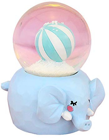 LANGING Schneekugel mit Elefantenmotiv, 3D-Wasserkugel mit Musik, Weihnachtsdekoration, Tiermotiv, Heimdekoration