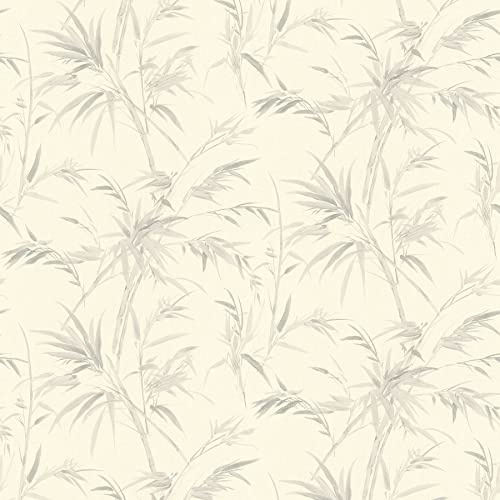 A.S. Création Vliestapete Sumatra Tapete mit Palmenblättern 10,05 m x 0,53 m weiß grau Made in Germany 373762 37376-2