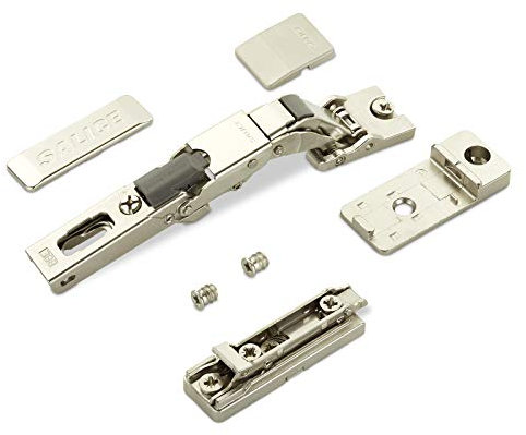 2 x Salice Universalscharnier für dünne Türen ab 8 mm Stärke 110° inkl. Linear-Montageplatte Höhe 3 mm mit Euroschrauben, Exzenterverstellung, Möbelscharnier mit 3-D Einstellung