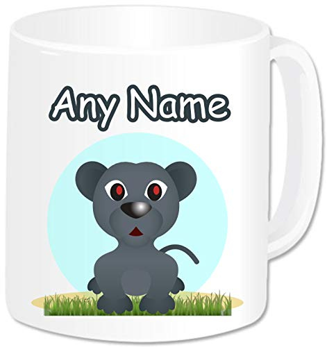 Personalised Gifts - Safari Animal Panther Mug Coffee Tea Cup with Name - Novelty Birthday Christmas Gifts for Kids Women Men