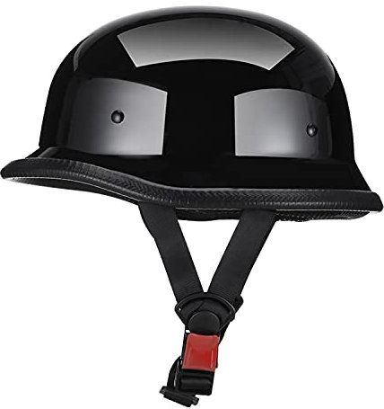 Casque De Moto Ouvert Rétro, Demi-Casque De Moto Allemand Sûr, Protéger Le Casque De Casque De Motocycliste, Casque Demi-Coque D'été Approuvé Par La CEE, Noir Brillant A,S