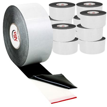 Alfa Bande de protection lambourde – Terrasse – 80 mm x 20 m – 12 pièces | Ruban d'étanchéité flexible pour terrasse, résistant aux UV. Adhésif pour bois et métal, protection contre l'humidité.