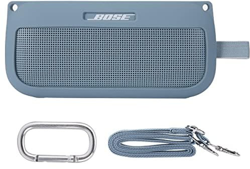 co2CREA Case Silicone for Bose SoundLink Flex Bluetooth Portable Speaker, Portable Ultra-light Protective Sleeve with Carabiner and Shoulder Strap (Speaker and Accessories not Included)