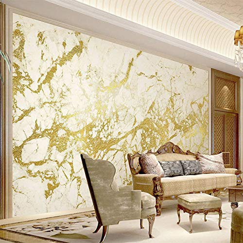 TIANZXS Wallpaper 3D Golden Stripe White Marble Wallpaper Living Room TV Sofa Bedroom Background Wall Paper Fresco -140X100cm