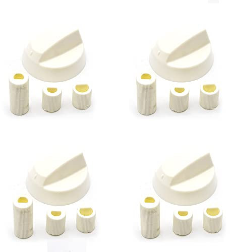 CABLEPELADO Manija perillas mando Universal para Horno, Perilla placa de vitrocerámica, Perillas de Cocina, Manija cocina de gas, Incluye adaptadores, 4 cm diámetro, Pack 4 unidades, Blanco