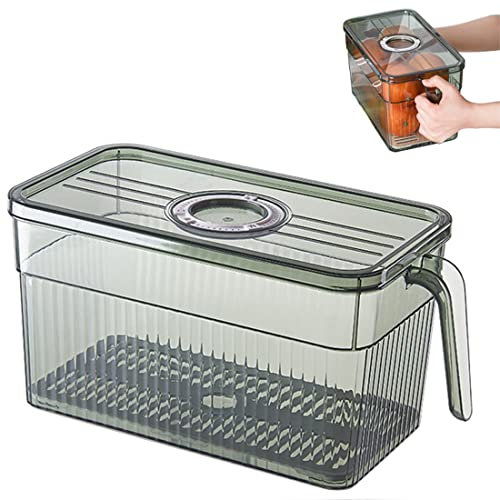 PIDUDU Organisateur de réfrigérateur - Lot de boîtes de rangement alimentaires avec couvercle et poignée - Grands récipients de rangement empilables - Avec couvercle pour fruits - Vert