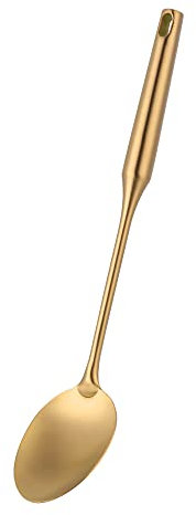 SBOMHS Kochlöffel Edelstahl 18/8 Servierlöffel 37,5 CM/14,8 Inch Länge Vorlegelöffel für Köche Küchen Rührlöffel 1 Stück Gold