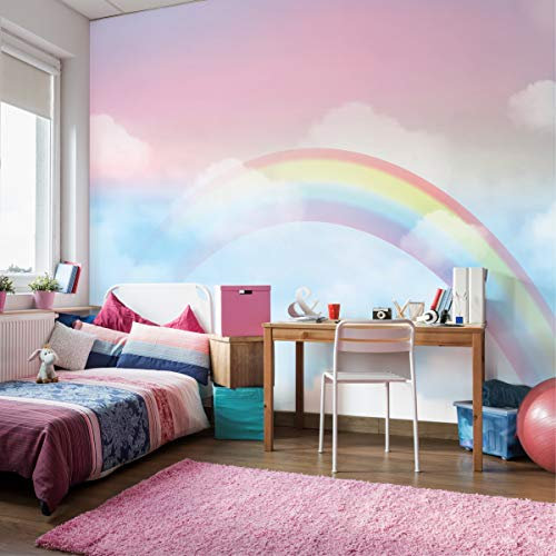 Muralo Vinyl Struktur FOTOTAPETE für Kinder Regenbogen Himmel Wolken Tapete Wandtapeten 360 x 240 Spielzimmer Kinderzimmer Moderne Wandbilder XXL Wand Dekoration Br.360xHö.240