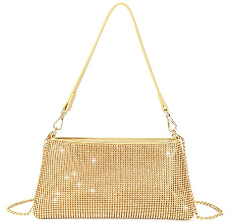 Valleycomfy Pochette Argento Donna Elegante Borsa da Cerimonia Clutch Borsetta, Argento