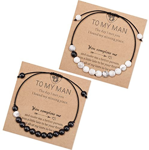 YELUWA 2 Pcs Geschenke Für Männer, Ehemann Von Frau, Armband Für Ihn, Freund Jahrestag Geburtstag Valentinstag, Ich Liebe Dich