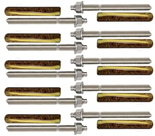 Lot de 10 barres d'ancrage pour charges lourdes + cartouche d'ancrage composite en acier galvanisé ou acier inoxydable (acier galvanisé, M14 x 170 mm)
