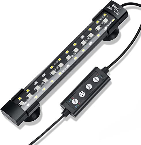 hygger 24/7 Modus Unterwasseraquarium LED Licht, Full Spectrum Versteckte Fischtank Licht mit 3-Reihen Perlen 7 Farben Auto On Off Sunrise-Daylight-Moonlight, Einstellbare Timer Helligkeit (8W)