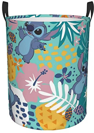 Aljodi Wäschekorb, rund, faltbar, Blau, geeignet für Kinder, Schlafzimmer, Waschküche (L)