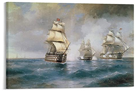 JILIP Brig Mercury Attacked by Two Turkish Ships 1892 Leinwanddruck von Ivan Aivazovsky Poster Leinwand Kunst Po
